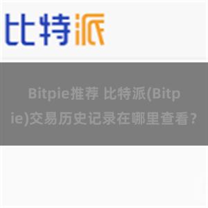 Bitpie推荐 比特派(Bitpie)交易历史记录在哪里查看？